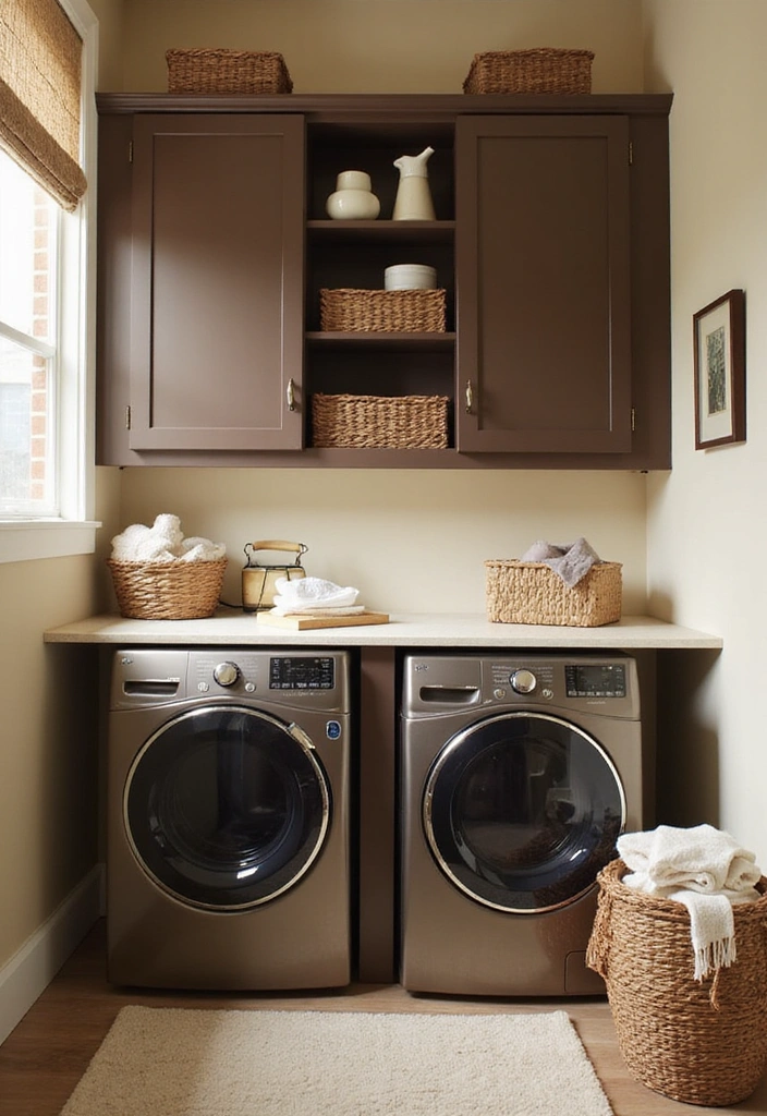 20 Color Schemes for Your Laundry Room That Will Make You Smile Every Time You Enter! (#5 Is So Bright!) - 16. Rich Chocolate and Cream