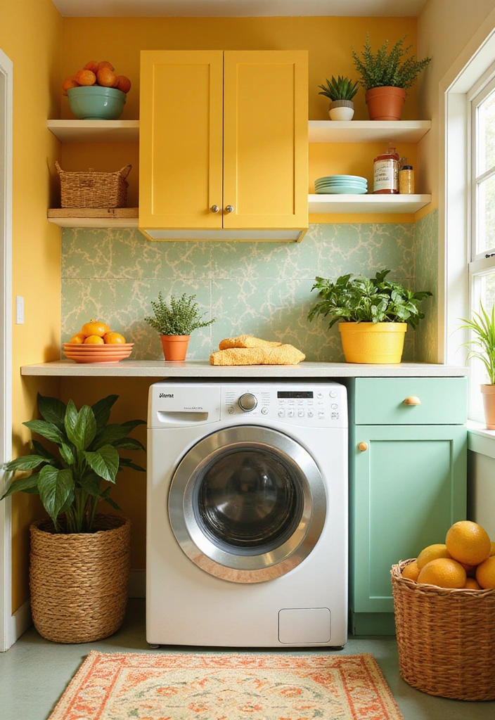 20 Color Schemes for Your Laundry Room That Will Make You Smile Every Time You Enter! (#5 Is So Bright!) - 19. Bright Citrus Colors