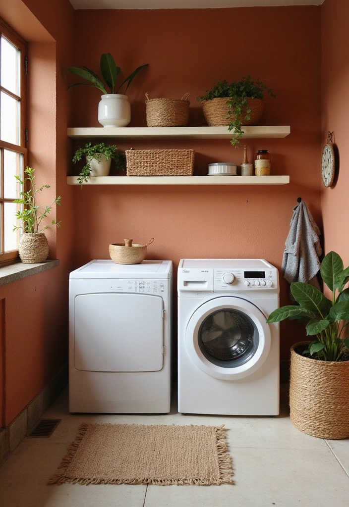 20 Color Schemes for Your Laundry Room That Will Make You Smile Every Time You Enter! (#5 Is So Bright!) - 4. Earthy Terracotta and Cream