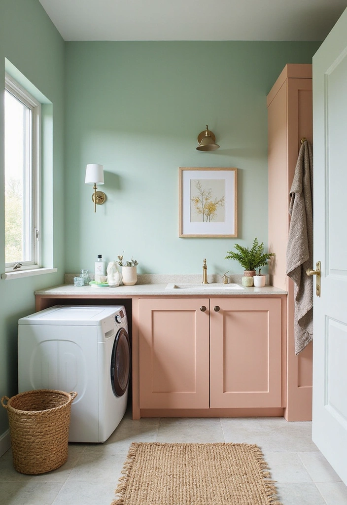 20 Color Schemes for Your Laundry Room That Will Make You Smile Every Time You Enter! (#5 Is So Bright!) - 7. Uplifting Peach and Mint