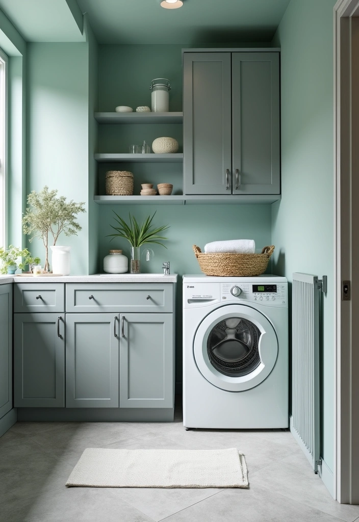 20 Color Schemes for Your Laundry Room That Will Make You Smile Every Time You Enter! (#5 Is So Bright!) - 9. Refreshing Teal and Gray
