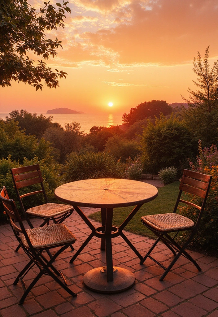 20 Colorful Garden Bistro Set Ideas That Will Brighten Up Your Outdoor Space! - 10. Sunset-Inspired Ombre