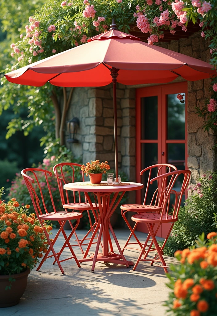 20 Colorful Garden Bistro Set Ideas That Will Brighten Up Your Outdoor Space! - 8. Coral Charm