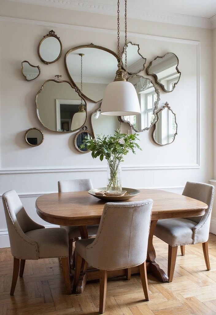 20 Luxury Dining Room Mirror Ideas That Will Make You Feel Like Royalty! - 16. Layered Mirrors for Depth