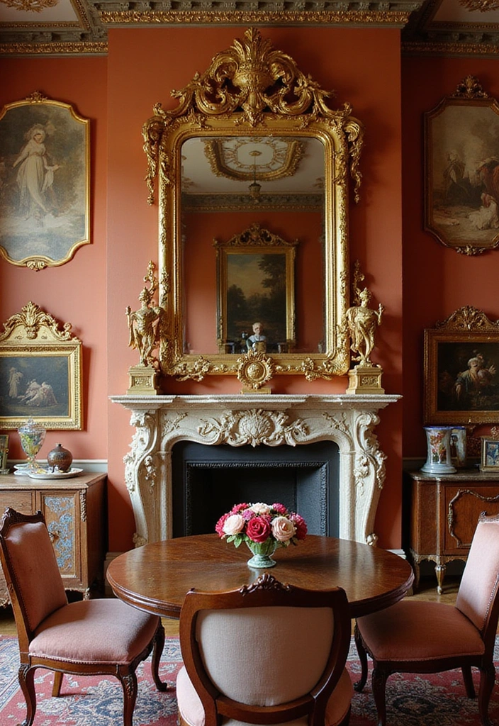 20 Luxury Dining Room Mirror Ideas That Will Make You Feel Like Royalty! - 17. Gold Leaf Framed Mirror