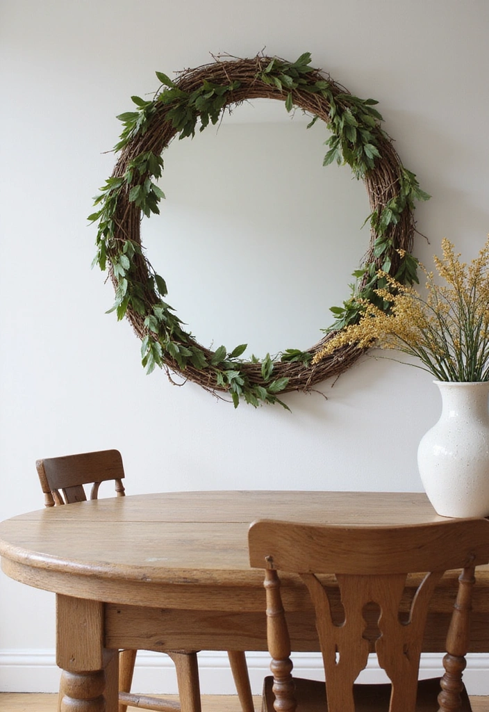 20 Luxury Dining Room Mirror Ideas That Will Make You Feel Like Royalty! - 18. Artistic Mirror with Natural Elements
