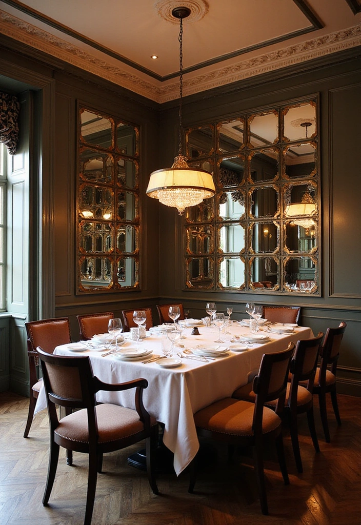 20 Luxury Dining Room Mirror Ideas That Will Make You Feel Like Royalty! - 20. Multi-Panel Mirrors