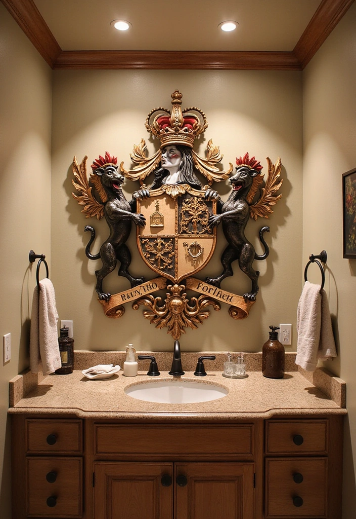 20 Personalized Bathroom Signs That Add a Touch of Family Love (You’ll Want #7!) - 15. Personalized Family Crest