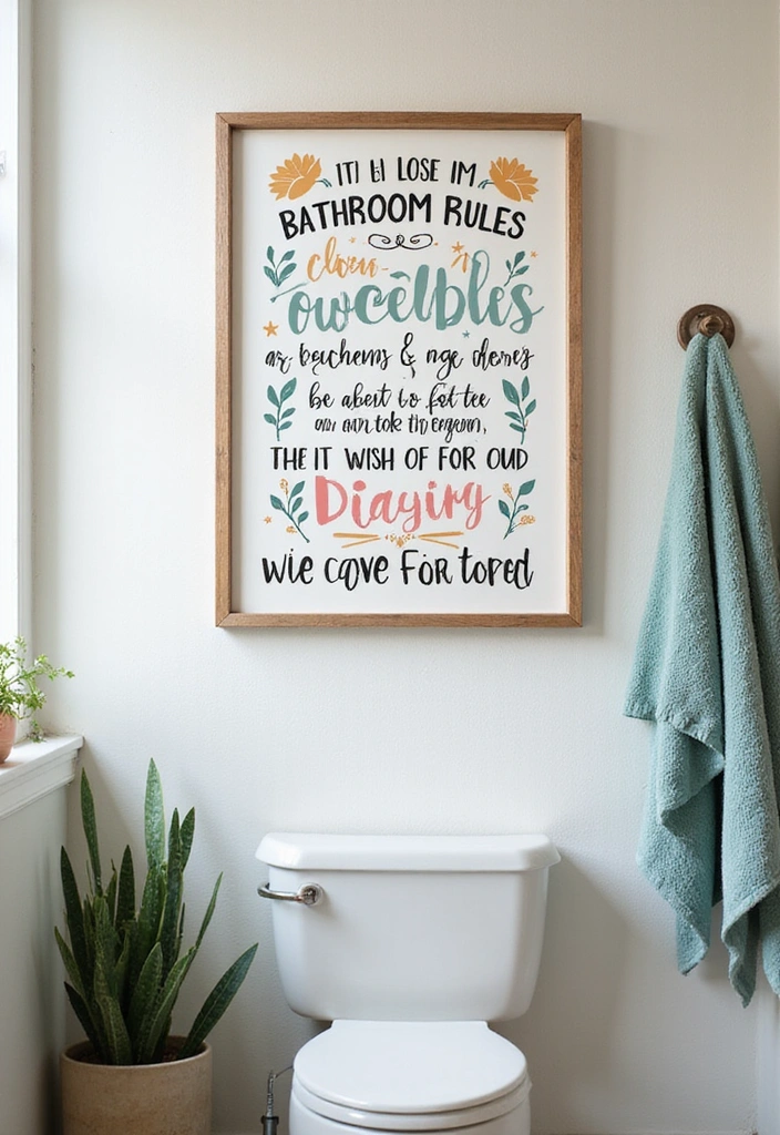 20 Personalized Bathroom Signs That Add a Touch of Family Love (You’ll Want #7!) - 2. Bathroom Rules Sign