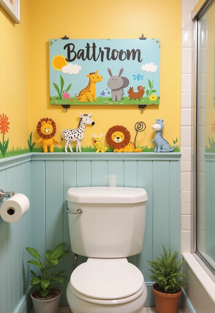 20 Personalized Bathroom Signs That Add a Touch of Family Love (You’ll Want #7!) - 9. Fun Animal-Themed Signs