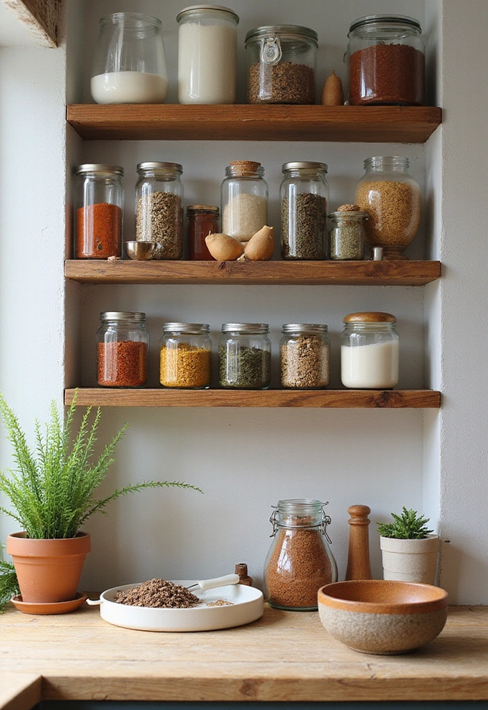 20 Small Open Kitchen Shelf Ideas That Maximize Space in Style (You'll Love #9!) - 10. Stylish Spice Rack Display