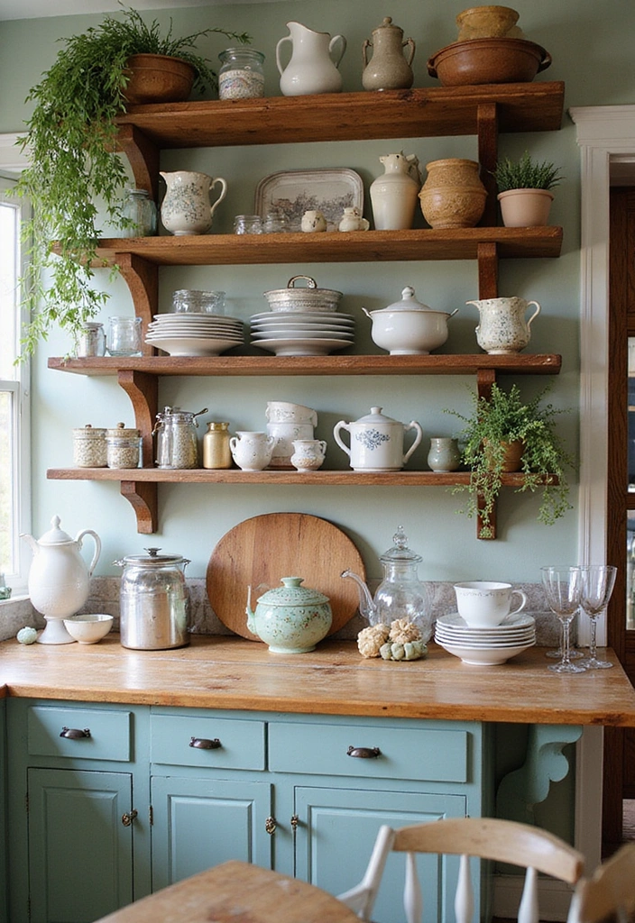 20 Small Open Kitchen Shelf Ideas That Maximize Space in Style (You'll Love #9!) - 12. Create a Themed Display