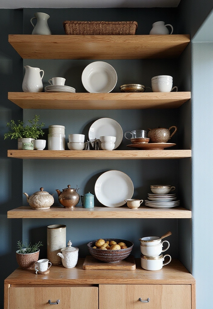 20 Small Open Kitchen Shelf Ideas That Maximize Space in Style (You'll Love #9!) - 15. Use Large Open Shelves for Impact
