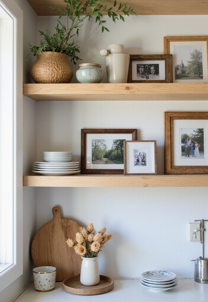 20 Small Open Kitchen Shelf Ideas That Maximize Space in Style (You'll Love #9!) - 20. Personal Touch