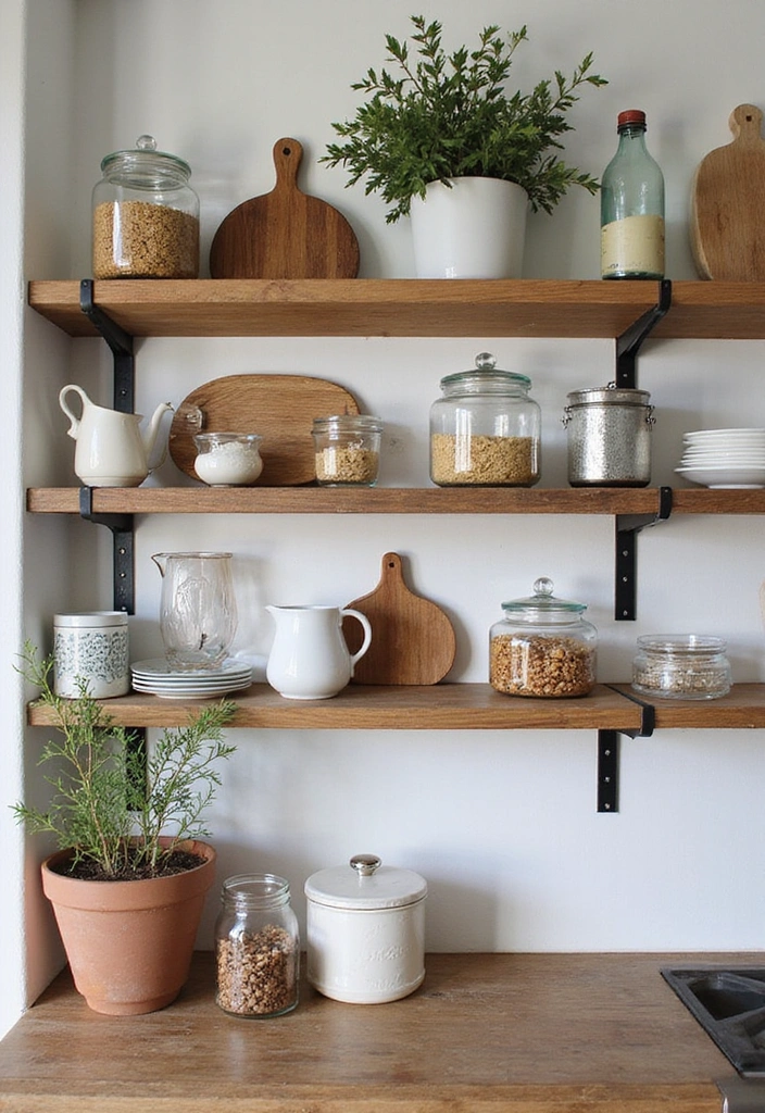 20 Small Open Kitchen Shelf Ideas That Maximize Space in Style (You'll Love #9!) - 5. Mix and Match Materials