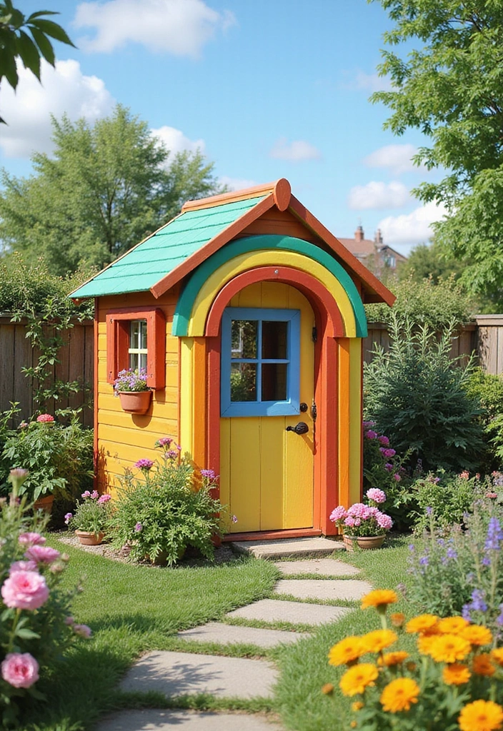 20 Whimsical Garden Playroom Ideas That Will Make Your Kids Never Want to Leave! - 4. Rainbow Playhouse