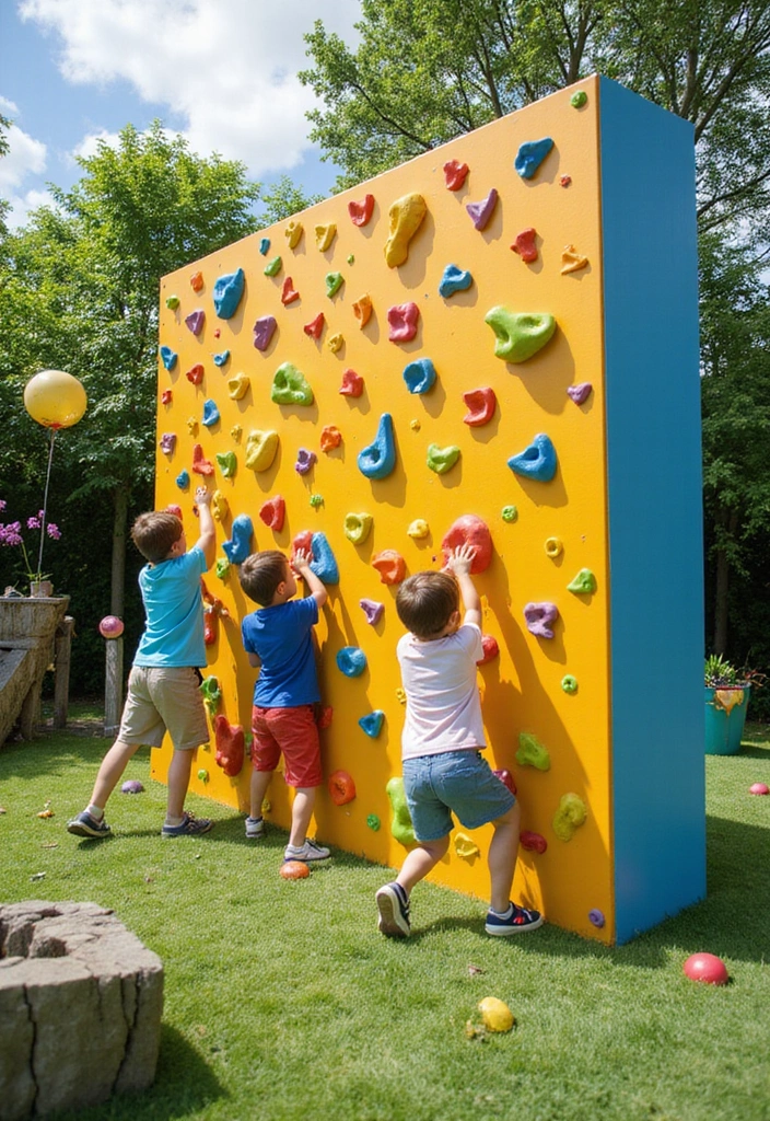 20 Whimsical Garden Playroom Ideas That Will Make Your Kids Never Want to Leave! - 6. Adventures with a Climbing Wall