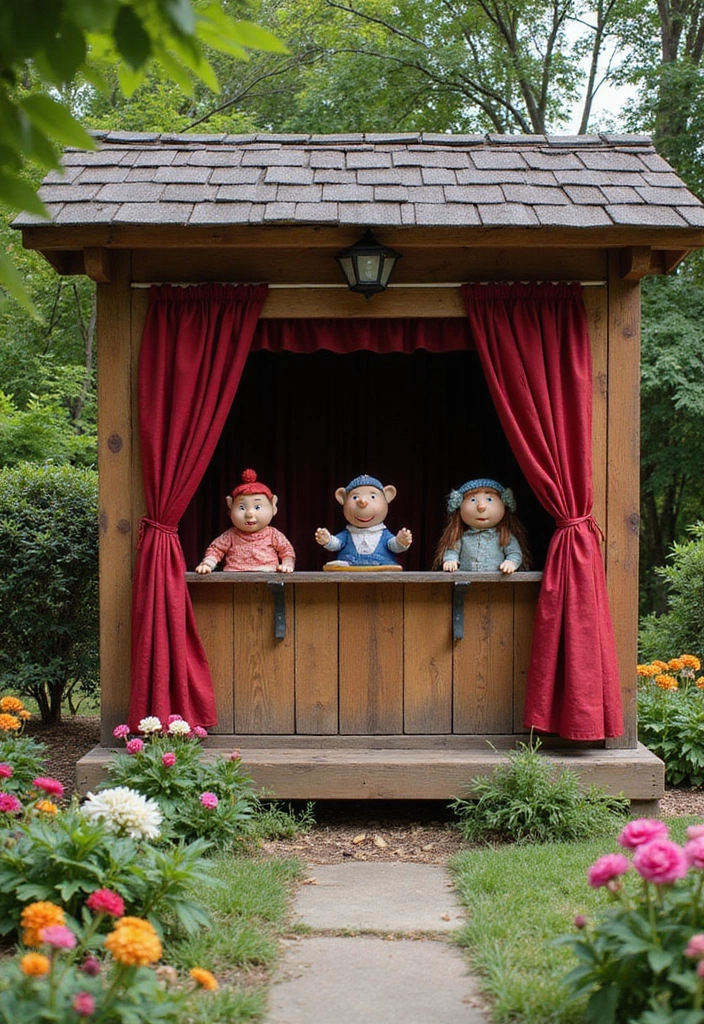 20 Whimsical Garden Playroom Ideas That Will Make Your Kids Never Want to Leave! - 8. Imaginative Puppet Theater