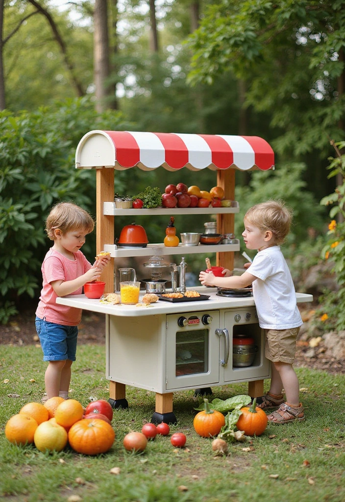 20 Whimsical Garden Playroom Ideas That Will Make Your Kids Never Want to Leave! - 9. Outdoor Kitchen for Little Chefs