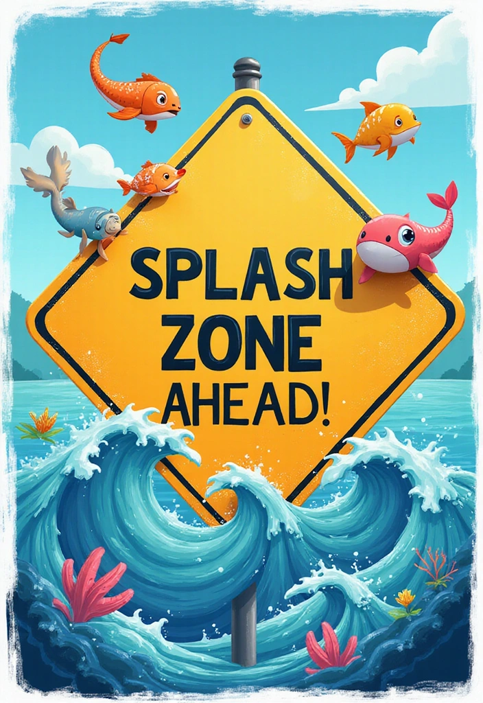 21 Adorable Kids Bathroom Sign Ideas That Will Make Them Smile (#11 Is So Cute!) - 1. Splash Zone Ahead!
