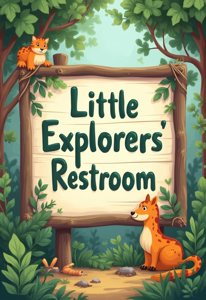 21 Adorable Kids Bathroom Sign Ideas That Will Make Them Smile (#11 Is So Cute!) - 18. Little Explorers' Restroom