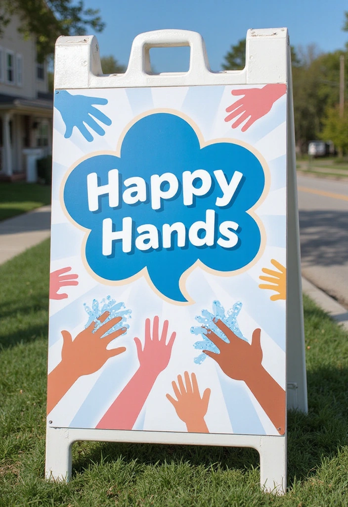 21 Adorable Kids Bathroom Sign Ideas That Will Make Them Smile (#11 Is So Cute!) - 21. Happy Hands Wash Station