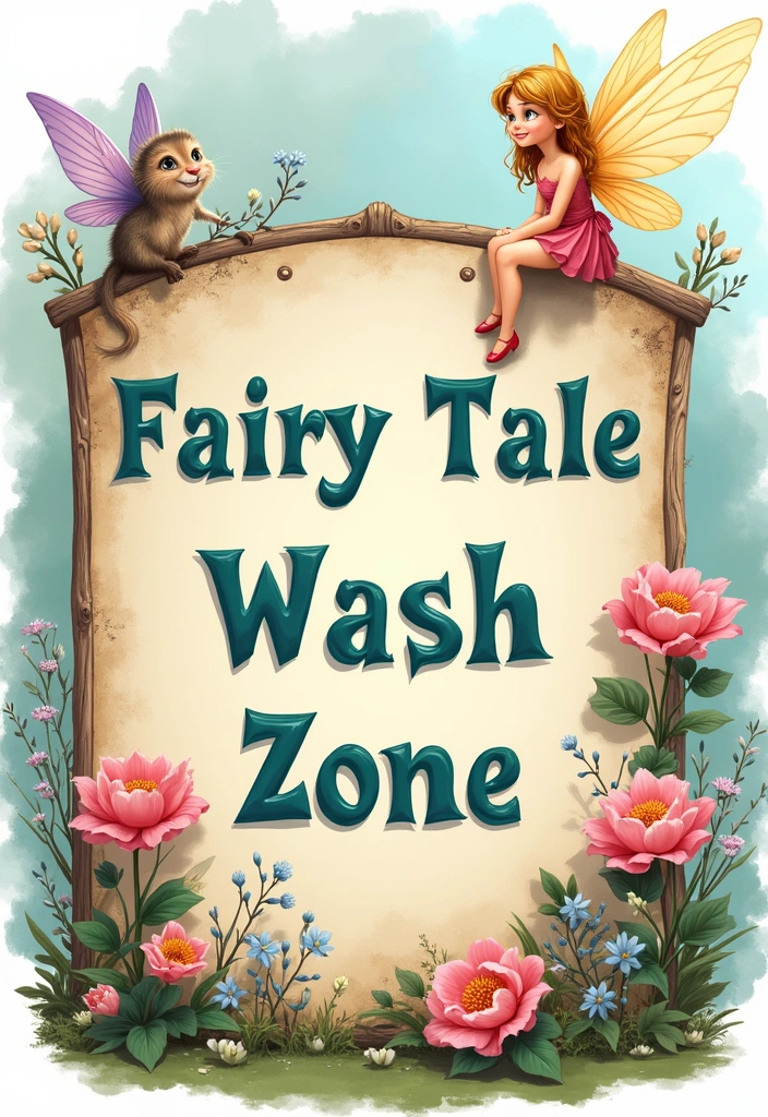 21 Adorable Kids Bathroom Sign Ideas That Will Make Them Smile (#11 Is So Cute!) - 4. Fairy Tale Wash Zone