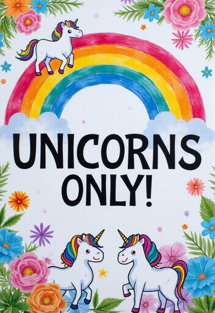 21 Adorable Kids Bathroom Sign Ideas That Will Make Them Smile (#11 Is So Cute!) - 5. Unicorns Only!