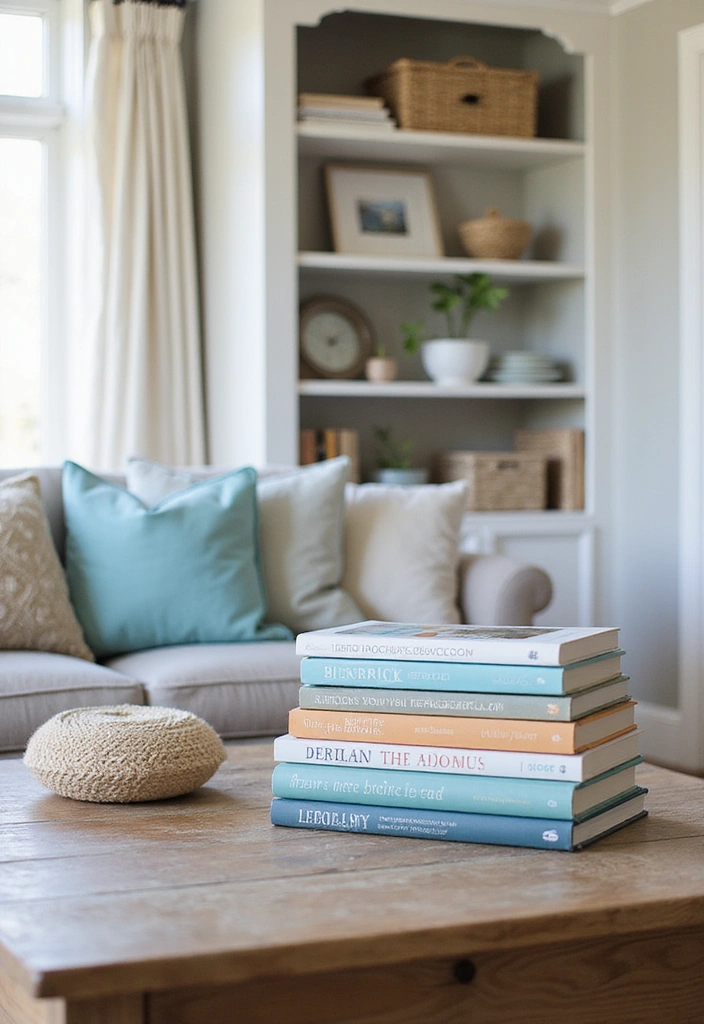 21 Affordable Beach Decor Tips for a Stunning Living Room (You Won't Believe #11!) - 17. Coastal Themed Books