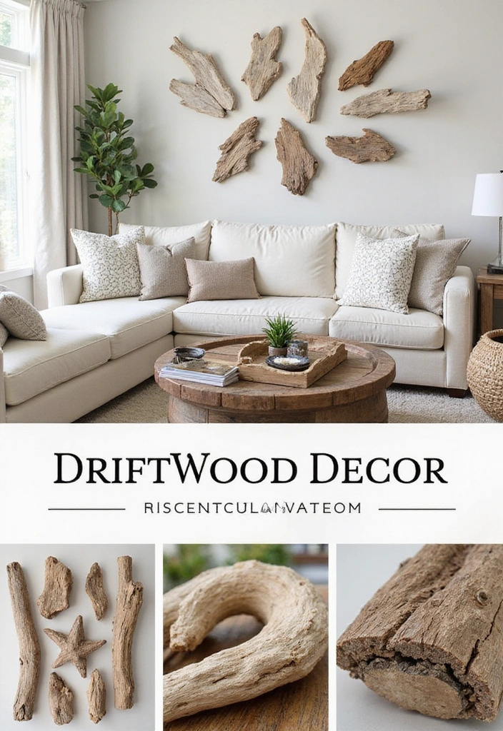 21 Affordable Beach Decor Tips for a Stunning Living Room (You Won't Believe #11!) - 2. DIY Driftwood Decor
