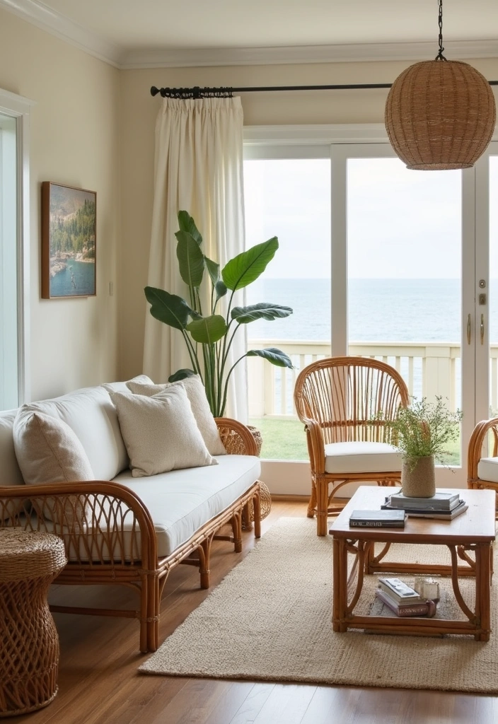 21 Affordable Beach Decor Tips for a Stunning Living Room (You Won't Believe #11!) - 8. Use Rattan Furniture