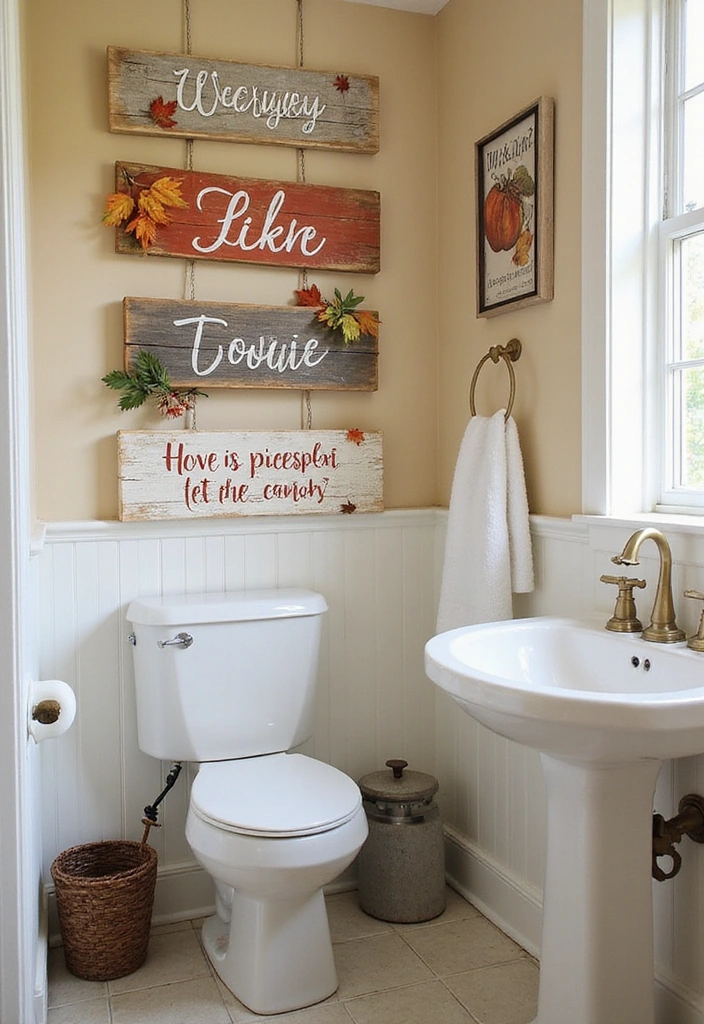 21 Charming DIY Bathroom Sign Ideas to Personalize Your Space (You'll Love #12!) - 11. Seasonal Signs