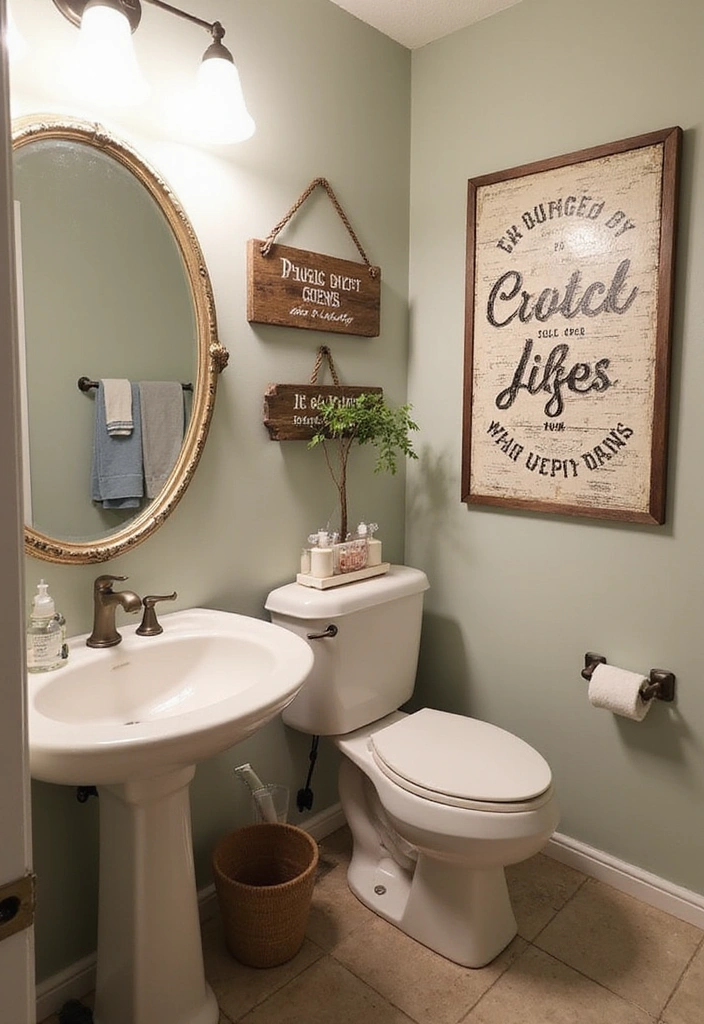 21 Charming DIY Bathroom Sign Ideas to Personalize Your Space (You'll Love #12!) - 13. Upcycled Signs