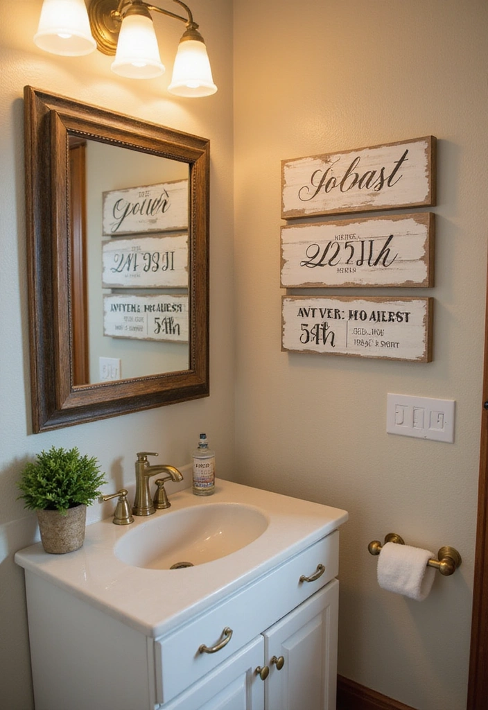 21 Charming DIY Bathroom Sign Ideas to Personalize Your Space (You'll Love #12!) - 16. Family Milestones Signs