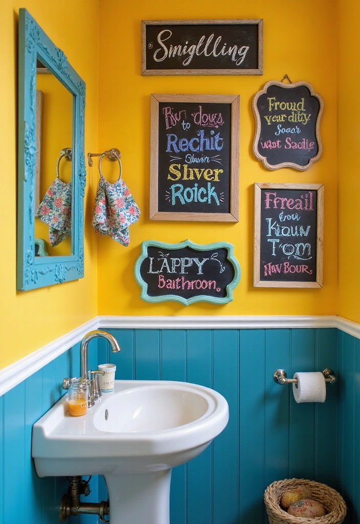 21 Charming DIY Bathroom Sign Ideas to Personalize Your Space (You'll Love #12!) - 2. Playful Chalkboard Signs