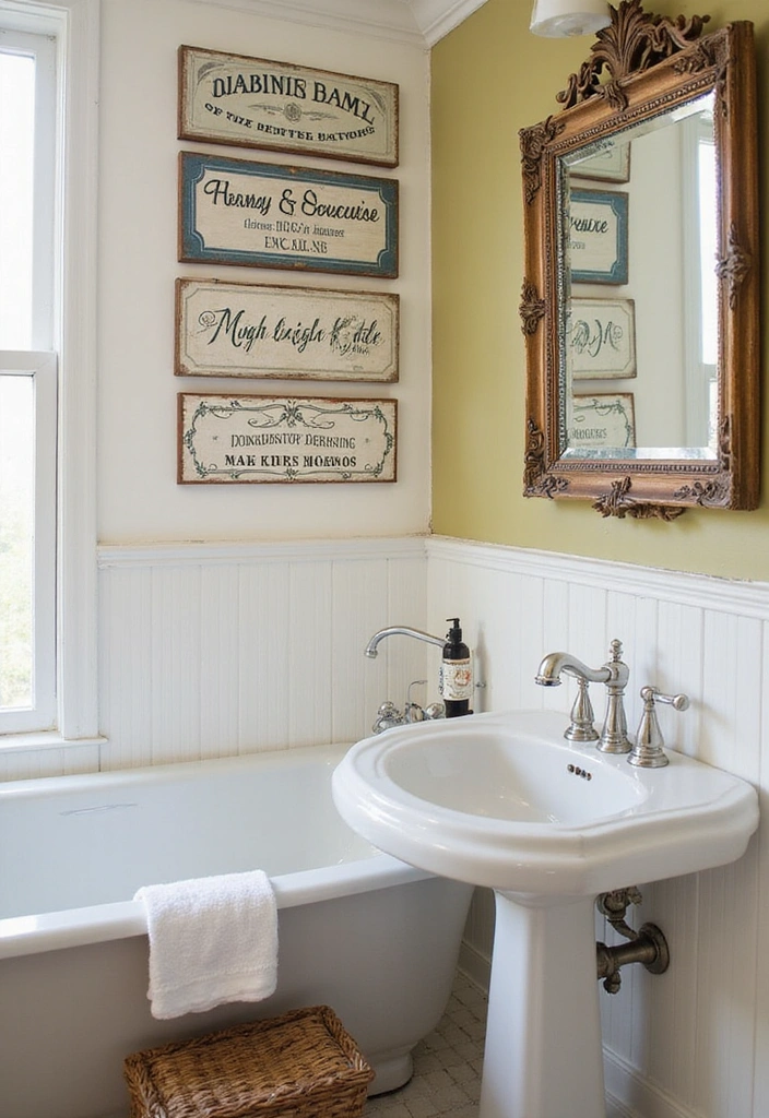 21 Charming DIY Bathroom Sign Ideas to Personalize Your Space (You'll Love #12!) - 3. Vintage Style Signs