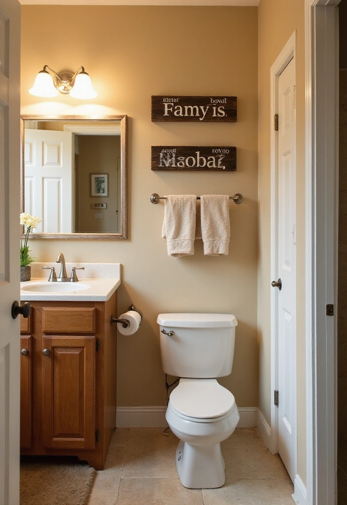 21 Charming DIY Bathroom Sign Ideas to Personalize Your Space (You'll Love #12!) - 8. Personalized Family Signs