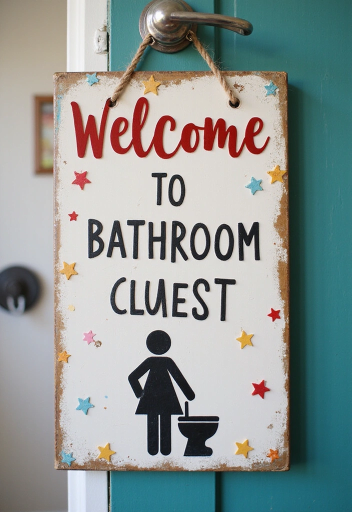 21 Clever Bathroom Sign Ideas That'll Make You Smile Every Time You Enter! - 13. Welcome to Our Potty