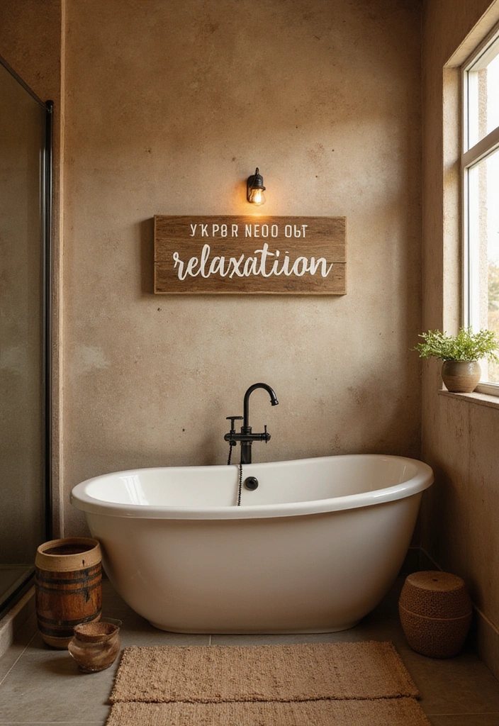 21 Clever Bathroom Sign Ideas That'll Make You Smile Every Time You Enter! - 19. Step into Relaxation