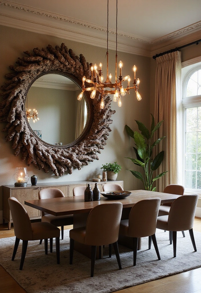 21 Decorative Mirror Ideas for Your Dining Room That Are Total Game Changers (Check Out #12!) - 10. Artistic Sculptural Mirrors