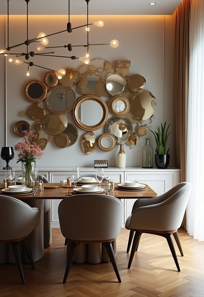 21 Decorative Mirror Ideas for Your Dining Room That Are Total Game Changers (Check Out #12!) - 17. Mirror-Embedded Wall Art