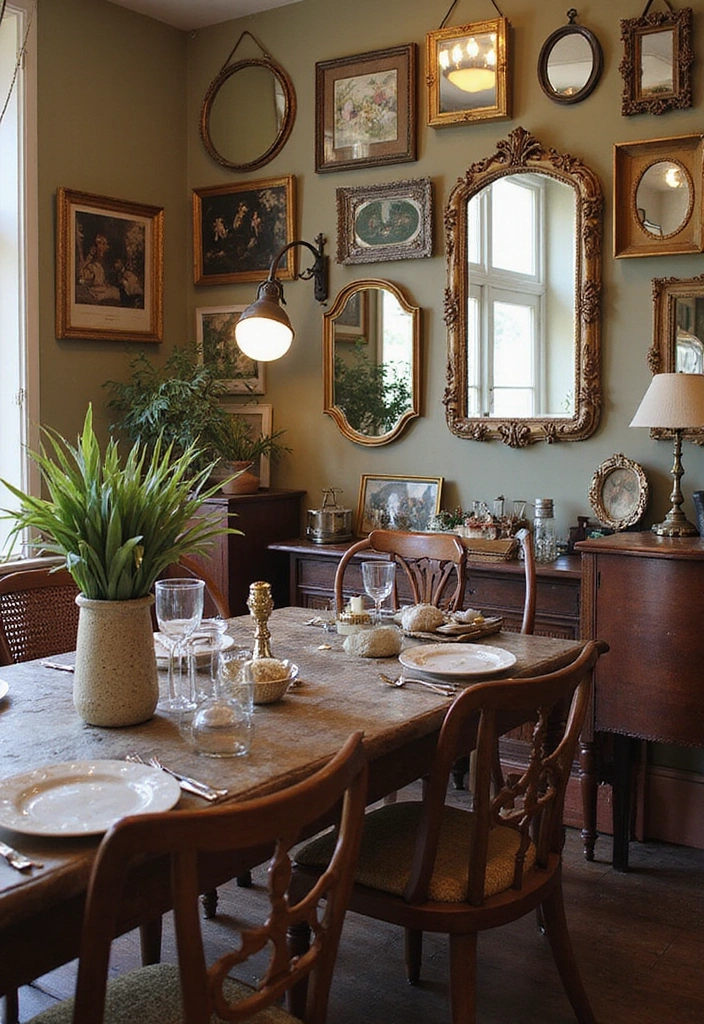 21 Decorative Mirror Ideas for Your Dining Room That Are Total Game Changers (Check Out #12!) - 19. Antique Mirror Accents