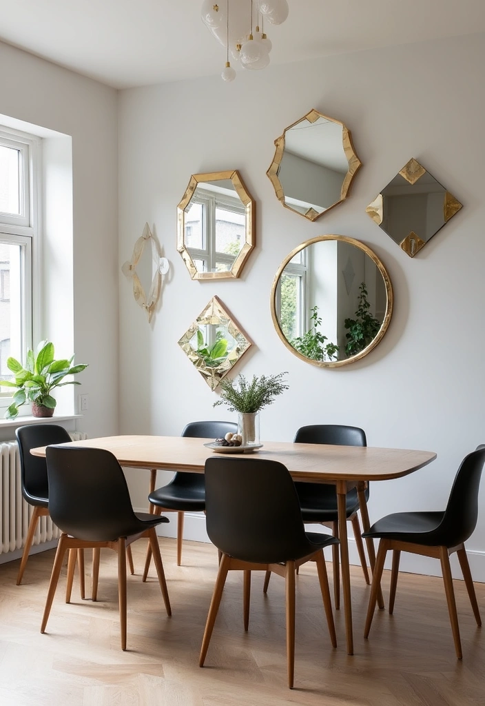 21 Decorative Mirror Ideas for Your Dining Room That Are Total Game Changers (Check Out #12!) - 20. Geometric Mirrors