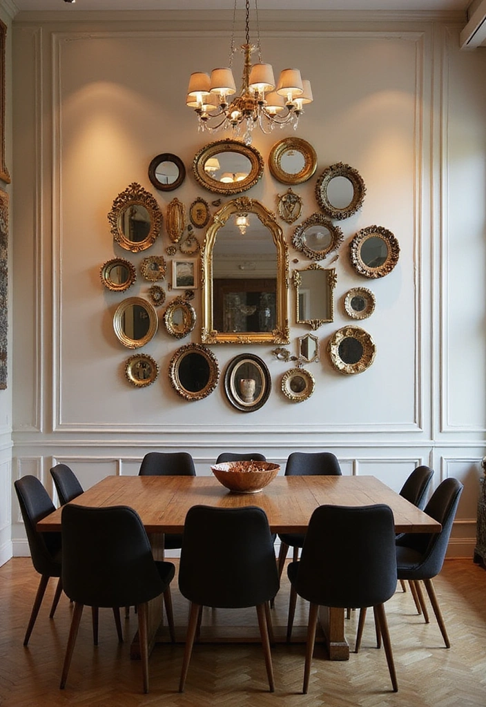 21 Decorative Mirror Ideas for Your Dining Room That Are Total Game Changers (Check Out #12!) - 3. Clustered Mirror Gallery