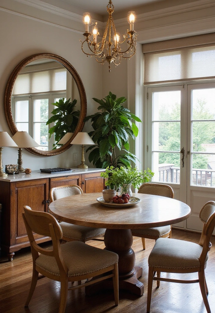 21 Decorative Mirror Ideas for Your Dining Room That Are Total Game Changers (Check Out #12!) - 6. Round Mirrors for Soft Lines