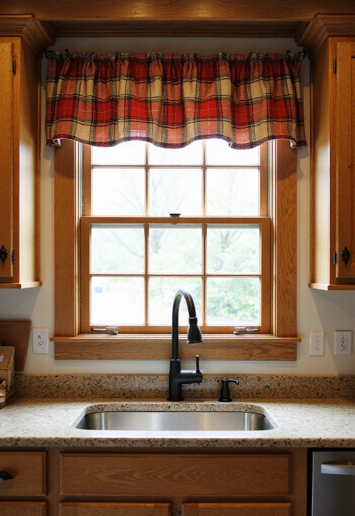 21 Kitchen Valance Ideas That Will Make You Fall in Love with Your Space Again! - 11. Farmhouse Plaid