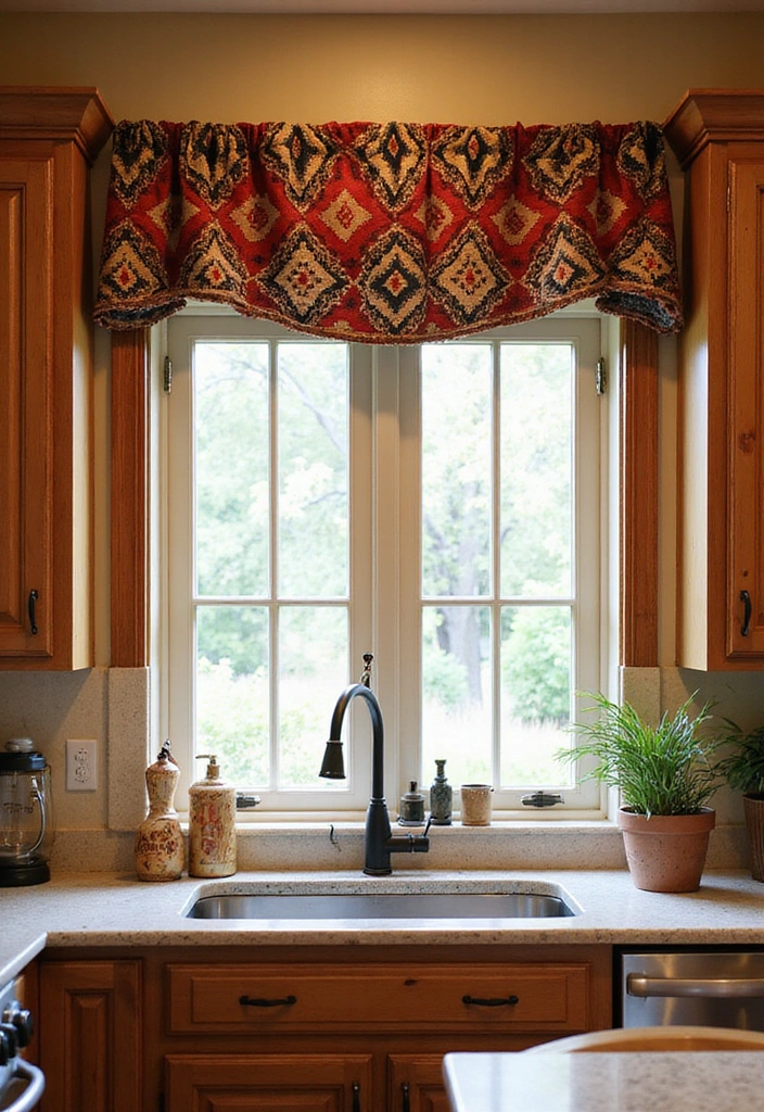 21 Kitchen Valance Ideas That Will Make You Fall in Love with Your Space Again! - 15. Southwestern Flair