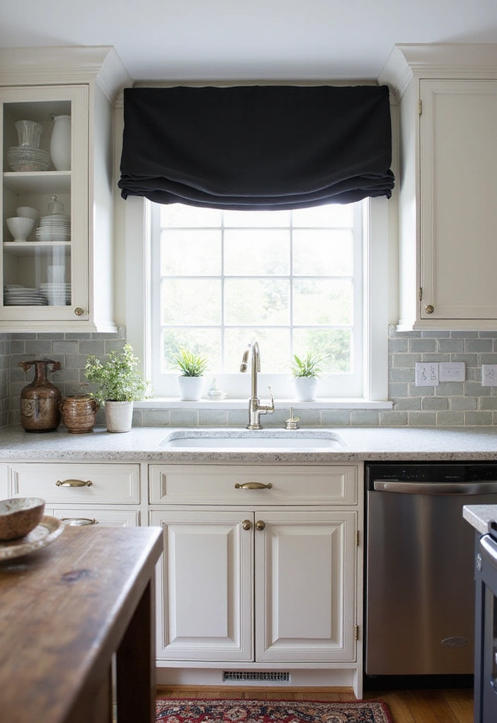 21 Kitchen Valance Ideas That Will Make You Fall in Love with Your Space Again! - 17. Timeless Black and White