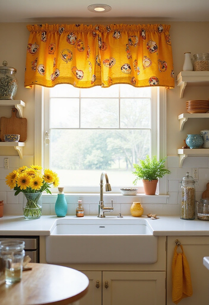 21 Kitchen Valance Ideas That Will Make You Fall in Love with Your Space Again! - 20. Bright and Cheerful
