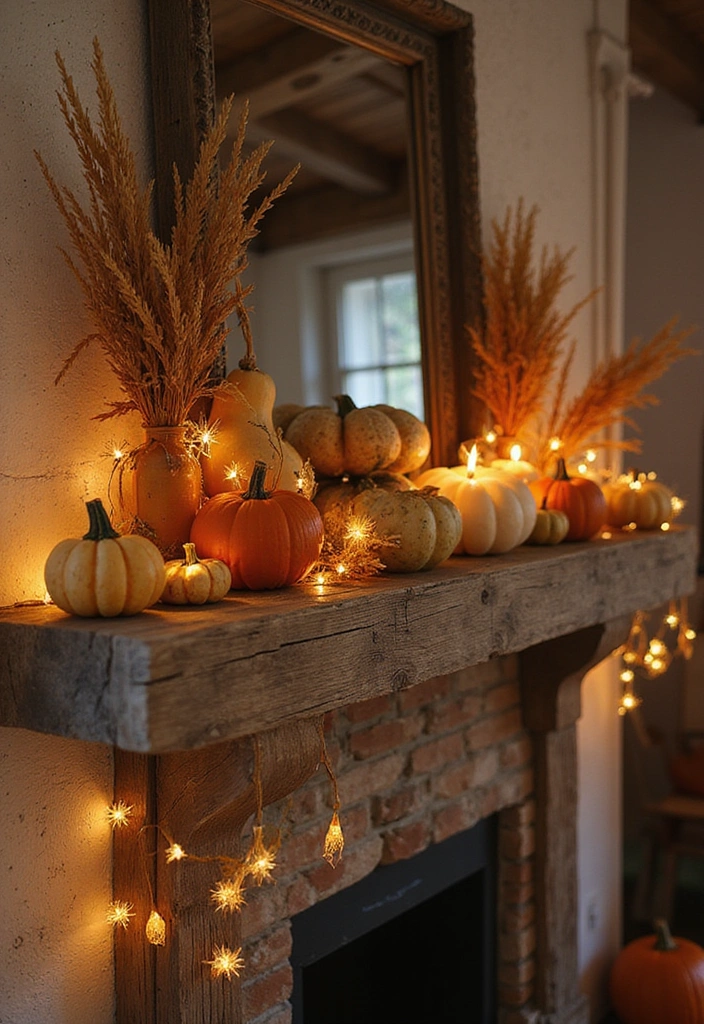 21 Seasonal Farmhouse Mantel Decor Ideas That Will Transform Your Home for Every Holiday! - 1. Autumn Harvest Elegance